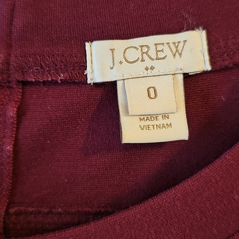 J. Crew Sz 0 Burgundy Ponte Sheath Dress Gold Zipper - Picture 4 of 6